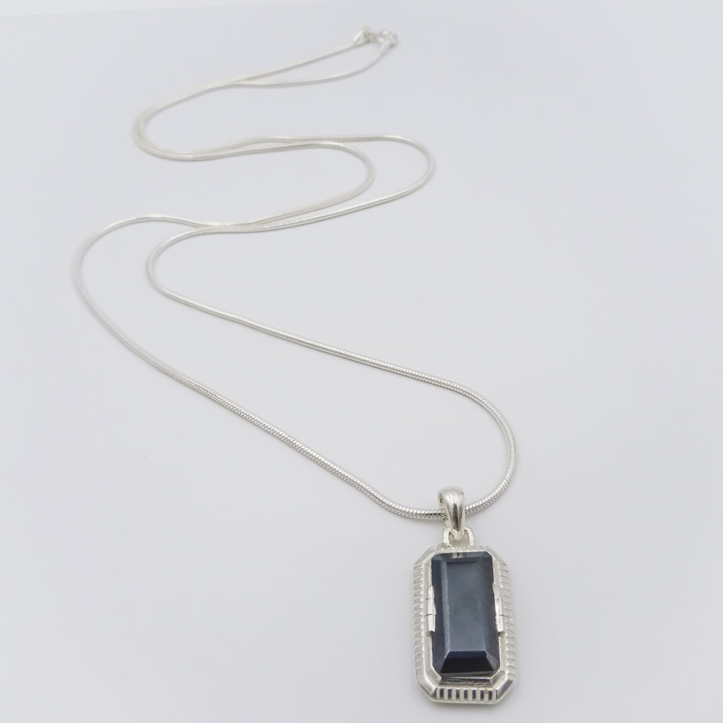 Silver Men's Necklace with Signature Pyrite Pendant