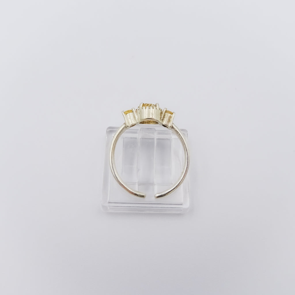 Adjustable Silver Ring with Triple Citrine Gemstones