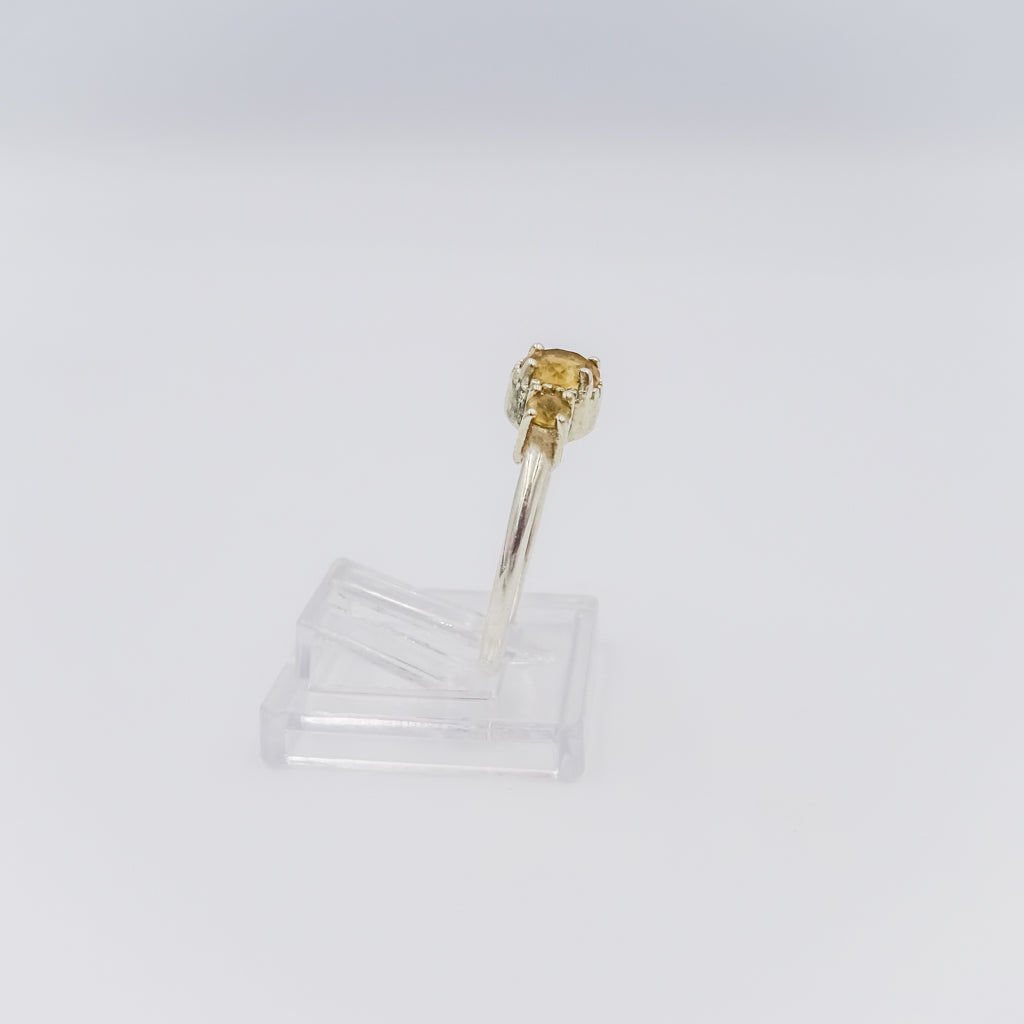 Adjustable Silver Ring with Triple Citrine Gemstones