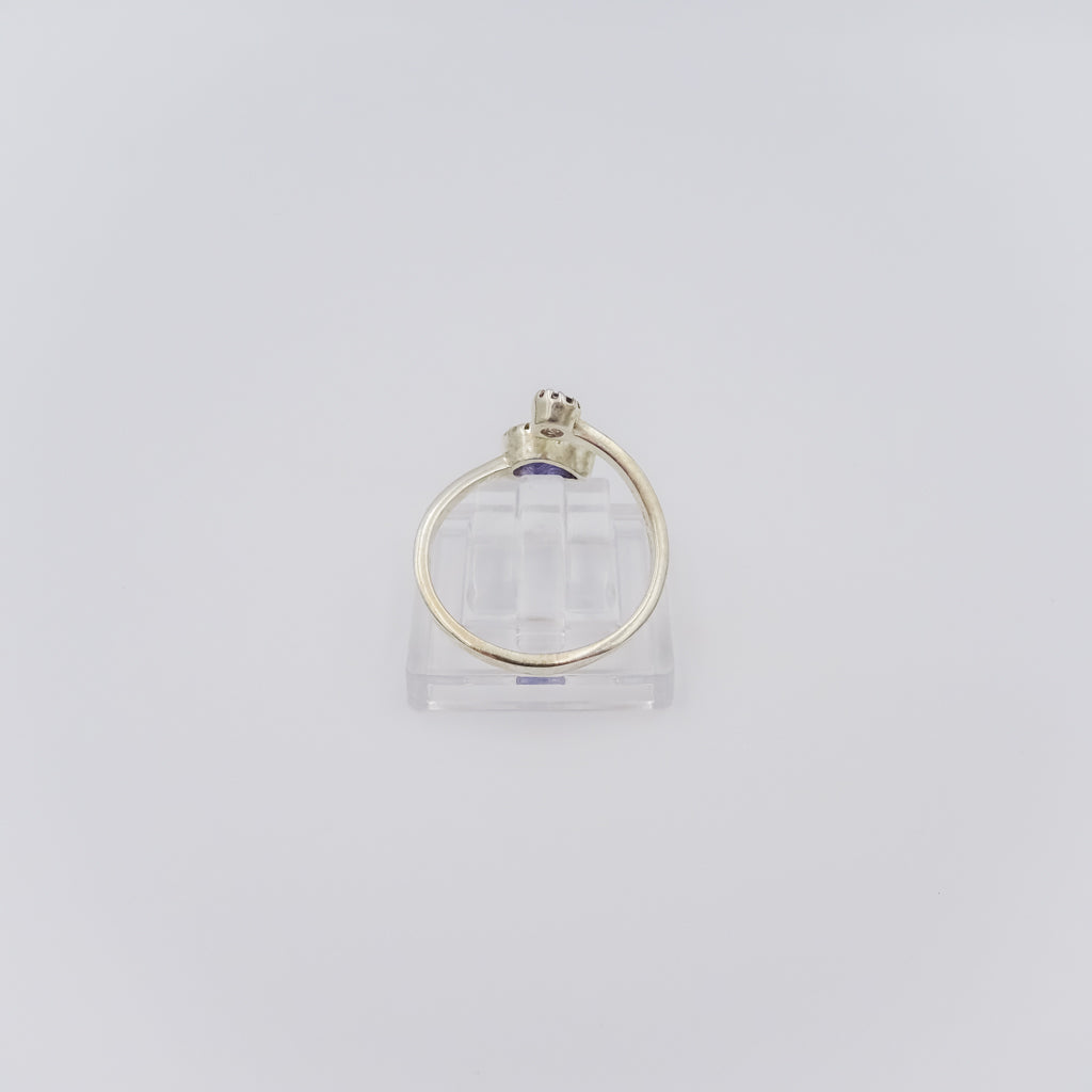Adjustable Silver Ring with Iolite Gemstones