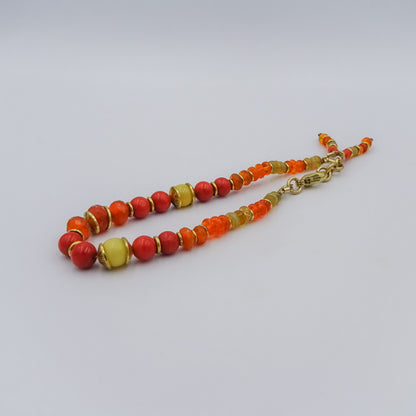 Fire Opal & Coral Bracelet with 18K Gold-Plated Sterling Silver
