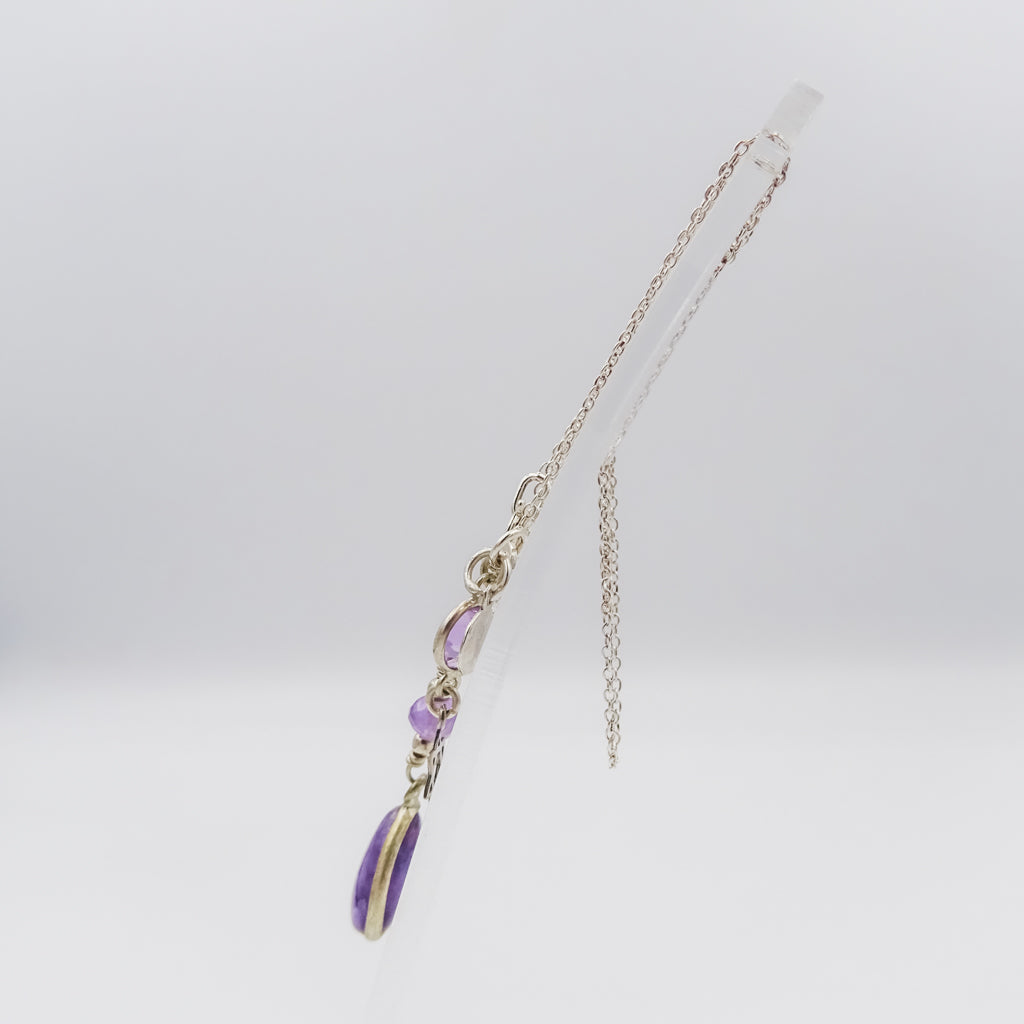 chorite & amethyst silver necklace charm