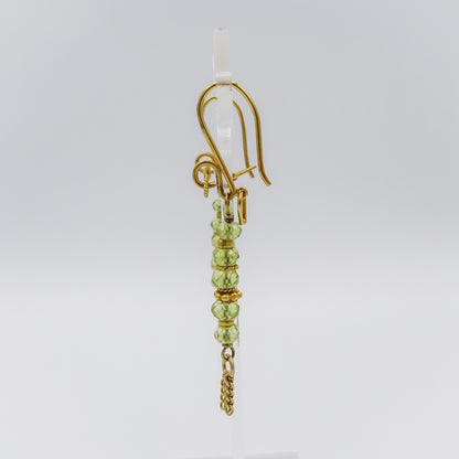 18\22k Gold and Peridot Drop Earrings with Chain Tassels