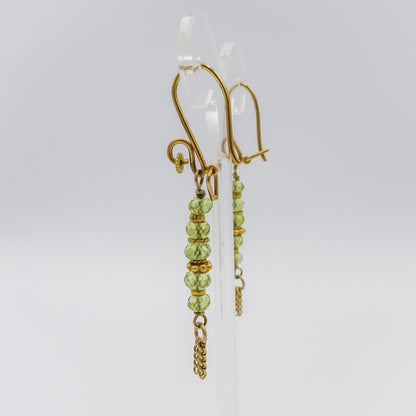 18\22k Gold and Peridot Drop Earrings with Chain Tassels