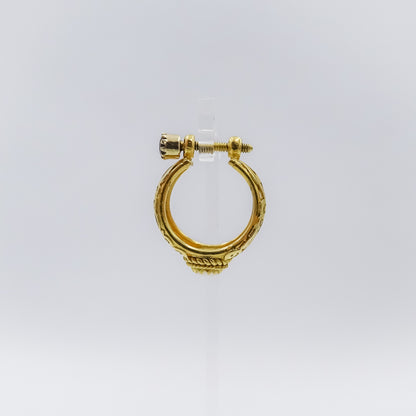 18K Gold Filigree single Earring with Sapphire and Pearl