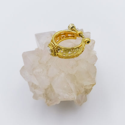 18K Gold Filigree single Earring with Sapphire and Pearl