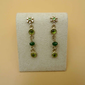 Peridot and Tsavorite Snowflake Silver Earrings