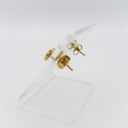 Nature's Serenity: 18K Gold Leaf-Shaped Earrings with Blue Topaz Gemstone