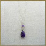 Silver Necklace with Amethyst and Charoite Gemstones