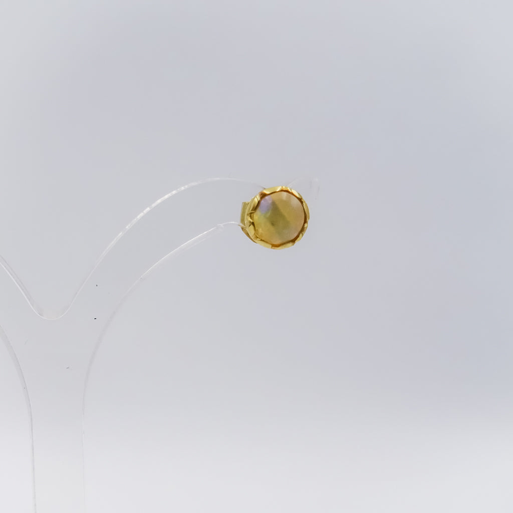 18k Gold Floral Opal Stud Earring | Handmade Flower Design | Healing Opal Jewelry