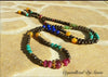 Mala necklace black pearl, ruby, turquoise, amber, lapis and gold filled