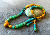 Mala necklace with gemstones and Gold filled,chrysoprase,amber,turquoise,rutilated quartz