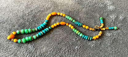 Mala necklace with gemstones and Gold filled,chrysoprase,amber,turquoise,rutilated quartz