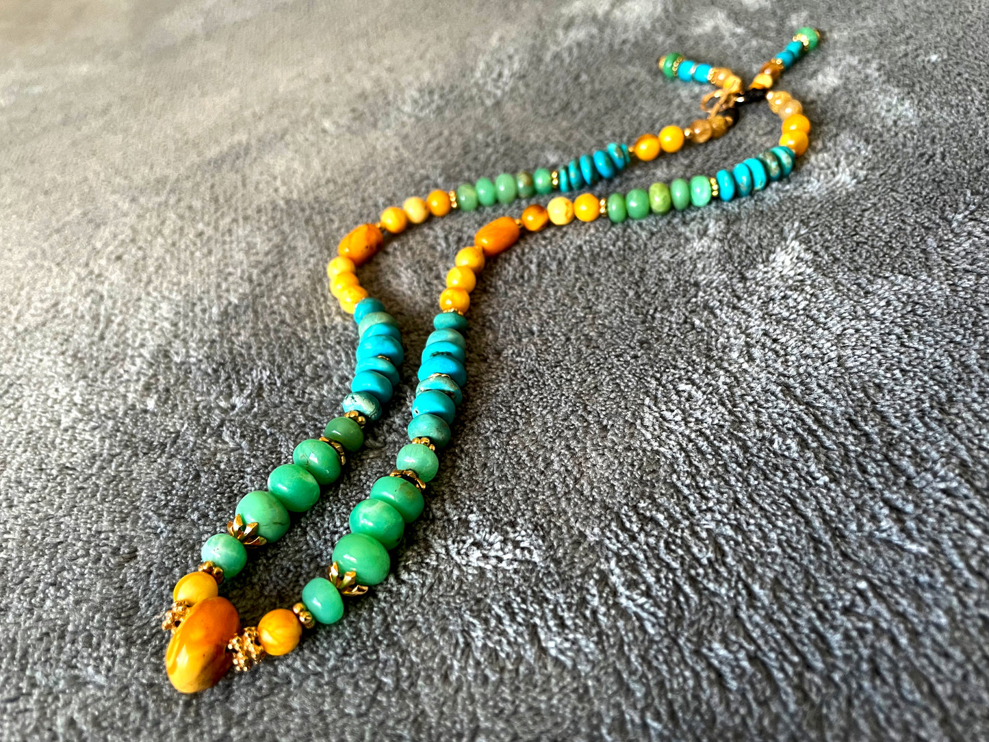 Mala necklace with gemstones and Gold filled,chrysoprase,amber,turquoise,rutilated quartz