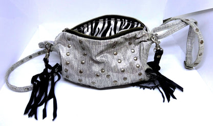 evening bag purse,ruph silver with silver studs