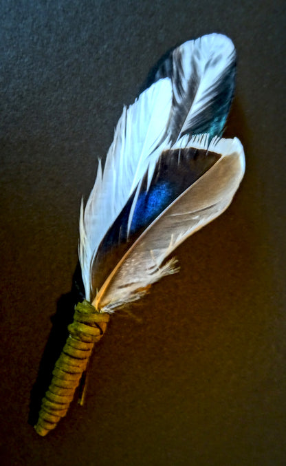 small sacred smudging fan, natural feathers