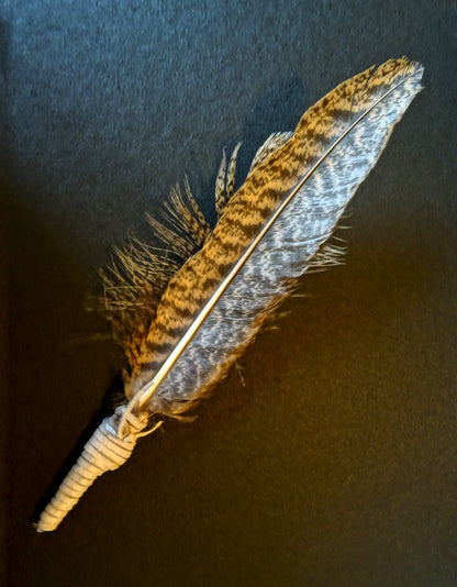 small sacred smudging fan, natural feathers