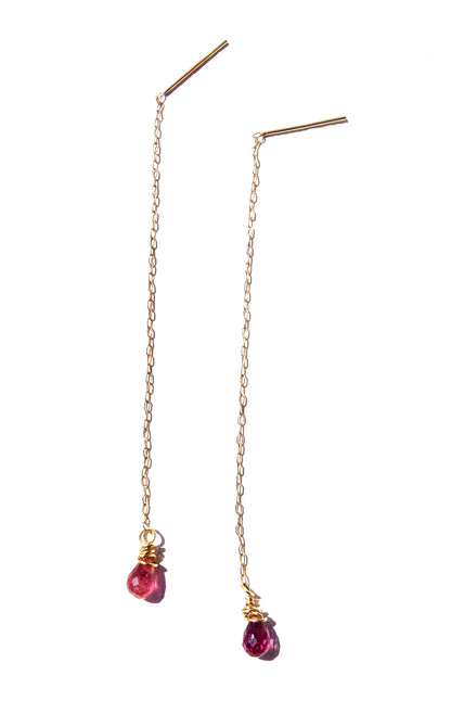 Gold filled earring with pink Tourmaline drop