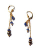 Gold filled earrings with gemstones,Sapphire and Black pearl