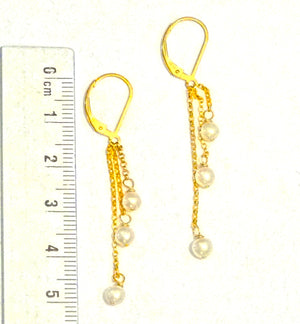 Gold filled earrings with gemstones,white pearls