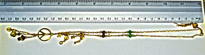 Gold filled necklace with gemstones,peace&love,Emerald Amber Ruby and Citrine