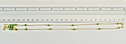 Gold filled necklace with gemstones,Tsavorite with hebrew letters of love Ahava