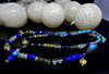 Mala necklace with 22 karat gold and gem stones,turquoise,lapis,aquamarine,diamond and emerald